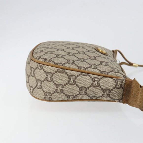 GUCCI GG PLUS Canvas Shoulder Bag PVC Leather Beige Auth th6401 - Picture 5 of 16